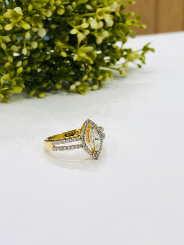 925 Silver Leaf Gold Plated Ring